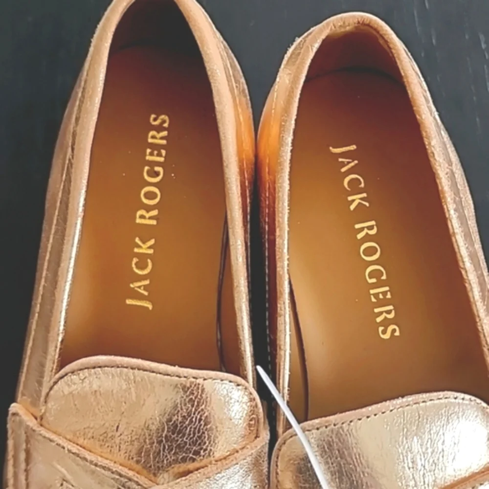 Jack Rogers Classic Preppy Penny Loafers – Size 4M | NWD | Metallic Gold - Picture 3 of 13